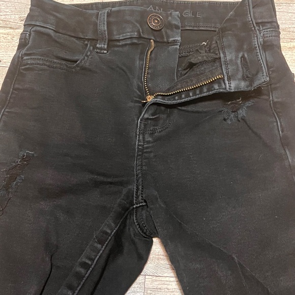 American Eagle Next Level Stretch Curvy Hi Rise Jegging Distressed Black 000Reg - Picture 7 of 13